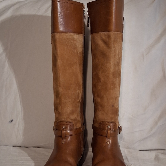 Tory Burch Lizzie Tan Leather Riding Tall Boots Size 8M - Picture 3 of 16